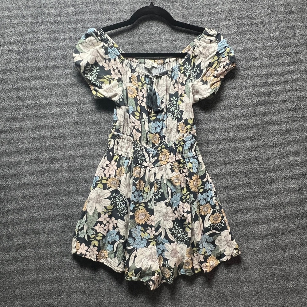 American Eagle Floral Skort Romper XS Puff Sleeve Boho Off Shoulder 4837183716